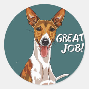 Basenji Great Job Teacher Belohnung Runder Aufkleber