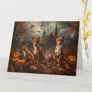 Basenji Halloween Nacht Hunde Leckerli Karte