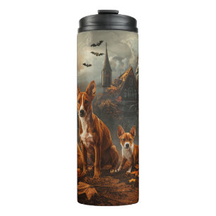 Basenji Halloween Nacht Hunde Leckerli Thermosbecher