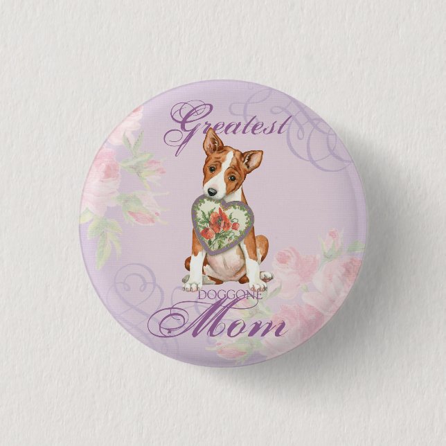 Basenji Heart Mama Button (Vorderseite)