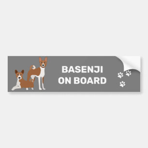 Basenji Hound an Bord rot weiß Autoaufkleber