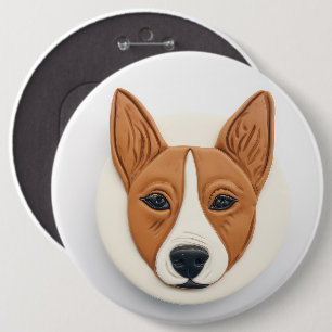 Basenji Hund 3D Inspiriert Button