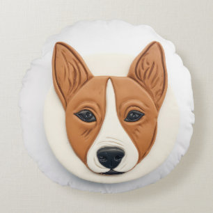 Basenji Hund 3D Inspiriert Rundes Kissen
