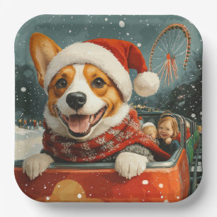 Basenji-Hund Achterbahn Weihnachten Pappteller