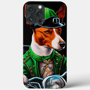 Basenji-Hund fährt Fahrrad am St. Patrick's Day Case-Mate iPhone Hülle