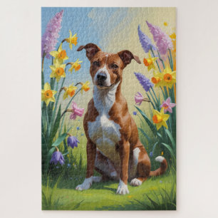 Basenji-Hund Frühlingsblumen Malerei