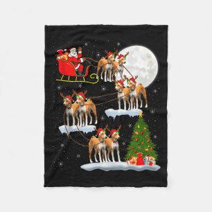 Basenji Hund Santa Schlitten Fliegend Lustiger Mag Fleecedecke