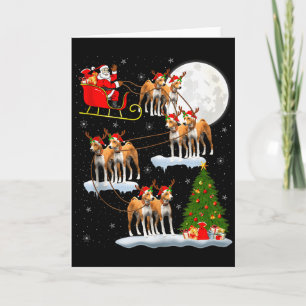 Basenji-Hund Santa-Schlitten fliegt lustiger magis Karte