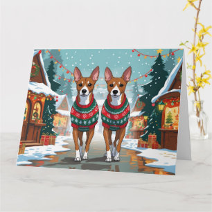 Basenji Hunde Weihnachtsschneeferien Karte