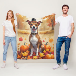 Basenji im Herbst hinterlässt Erntedank Art Fleecedecke