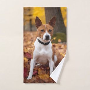 Basenji im Herbst Leaves Fall Inspiriert Badhandtuch Set