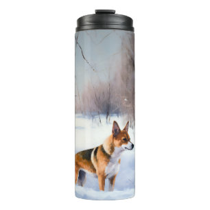 Basenji Lass es schneien Weihnachten Thermosbecher