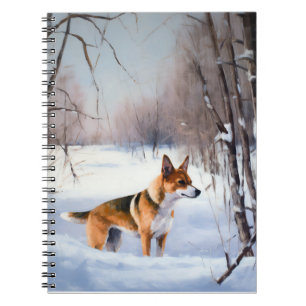 Basenji lassen es Schnee Weihnachten Notizblock