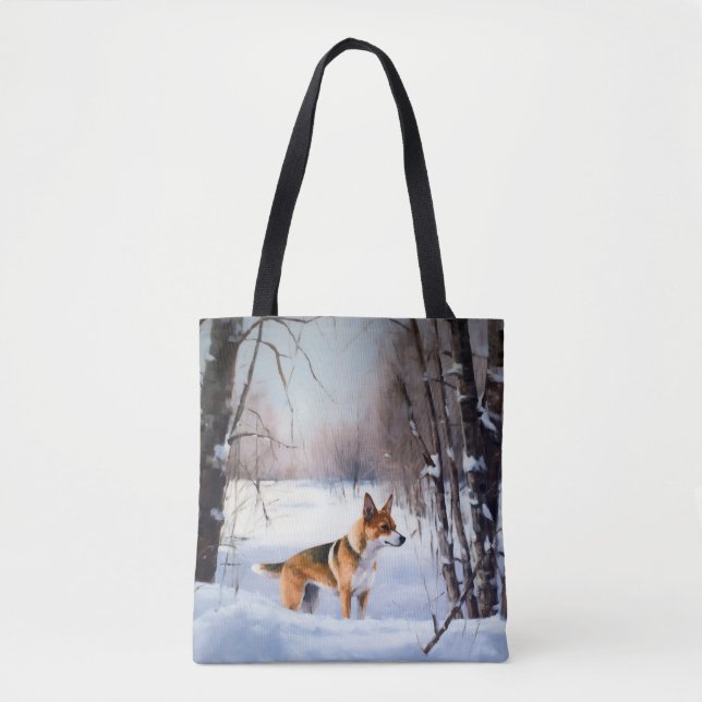 Basenji lassen es Schnee Weihnachten Tasche (Vorderseite)