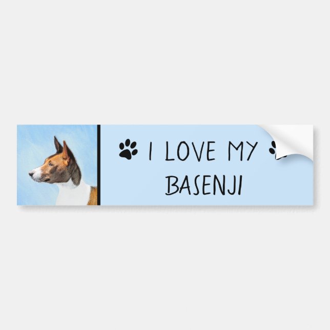 Basenji Malerei - Niedliche Originalkunst Autoaufkleber (Vorne)