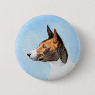 Basenji Malerei - Niedliche Originalkunst Button