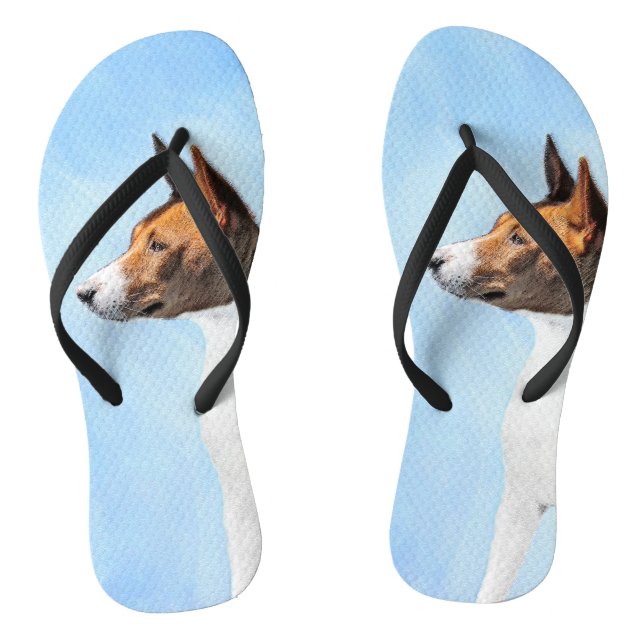 Basenji Malerei - Niedliche Originalkunst Flip Flops (Fußbett)