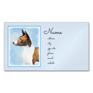 Basenji Malerei - Niedliche Originalkunst Magnetische Visitenkarte