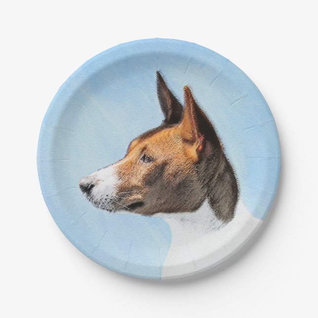 Basenji Malerei - Niedliche Originalkunst Pappteller (Vorderseite)