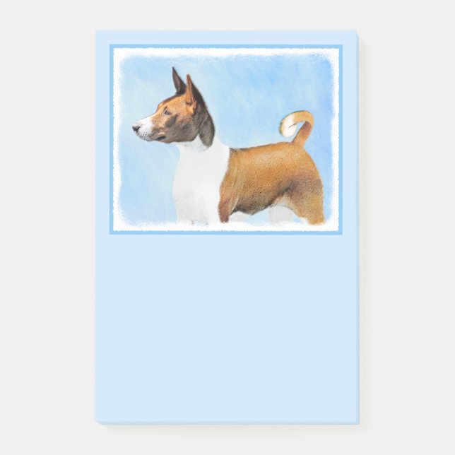 Basenji Malerei - Niedliche Originalkunst Post-it Klebezettel (Vorderseite)