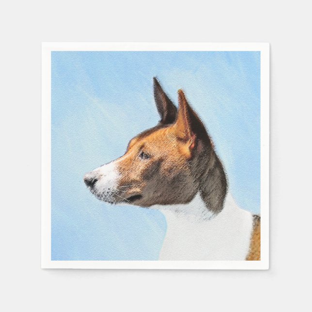 Basenji Malerei - Niedliche Originalkunst Serviette (Vorderseite)