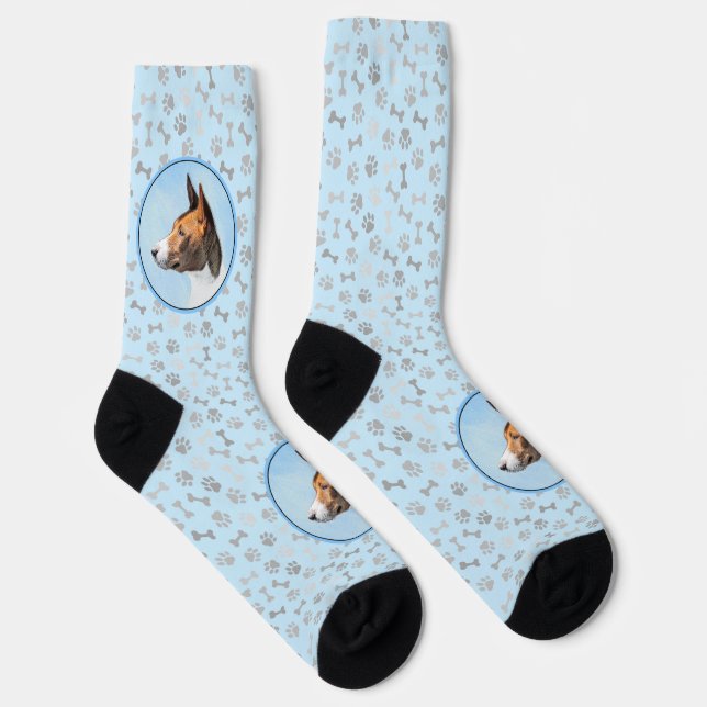 Basenji Malerei - Niedliche Originalkunst Socken (Rechts)