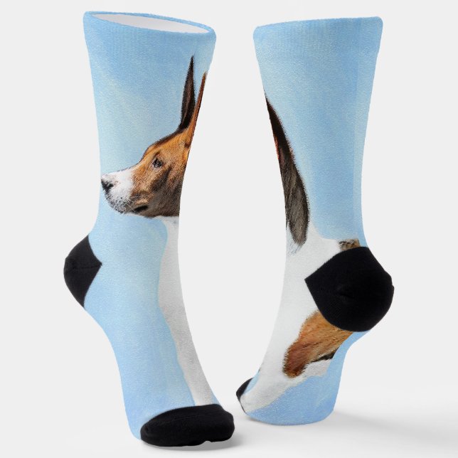 Basenji Malerei - Niedliche Originalkunst Socken (Gewinkelt)