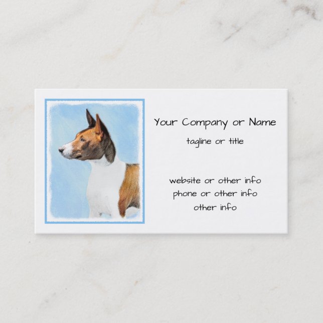 Basenji Malerei - Niedliche Originalkunst Visitenkarte (Vorderseite)