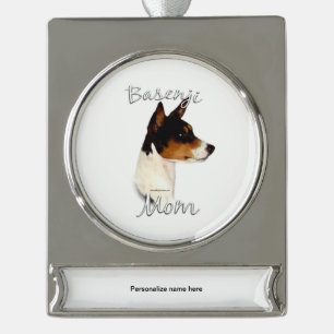 Basenji-Mama 2 Banner-Ornament Silber