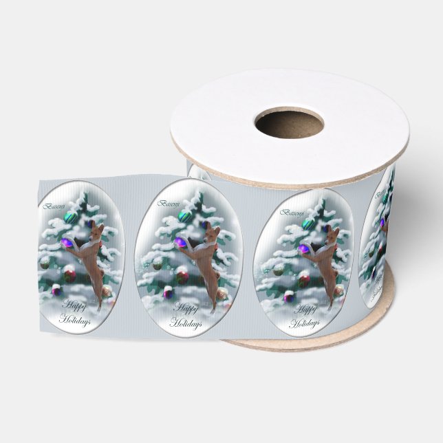Basenji Merry Christmas Ripsband (Spule)