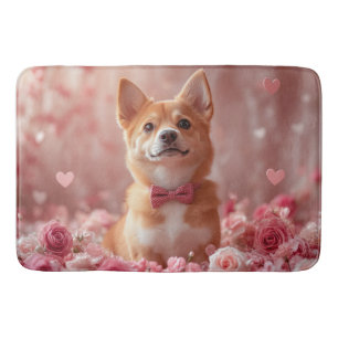 Basenji mit Rose - Valentinstag Badematte