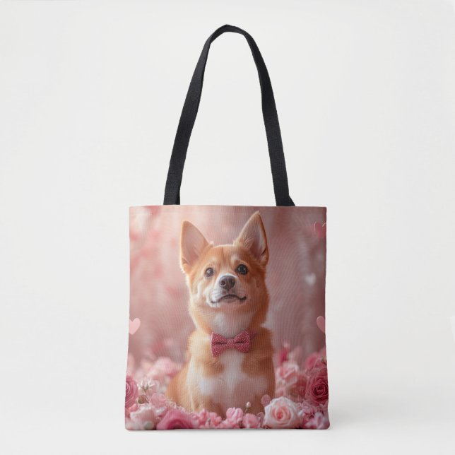 Basenji mit Rose - Valentinstag Tasche (Vorderseite)