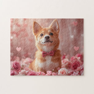 Basenji mit Rosen - Valentinstag