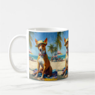Basenji on Beach, Sommergeschenk für Hundefreunde Kaffeetasse