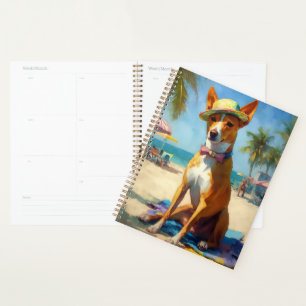 Basenji on Beach, Sommergeschenk für Hundefreunde Planer