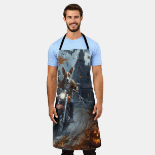 Basenji Riding Motorrad Halloween Beängstigend Schürze