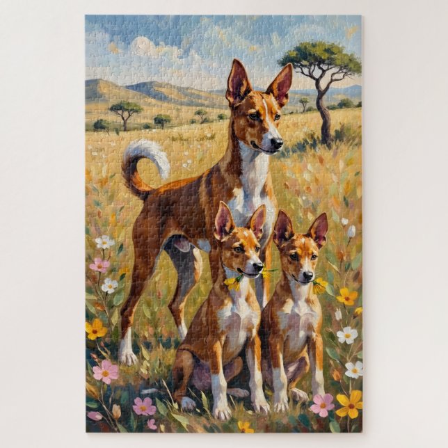 Basenji Savanna Bloom Kunst (Vertikal)