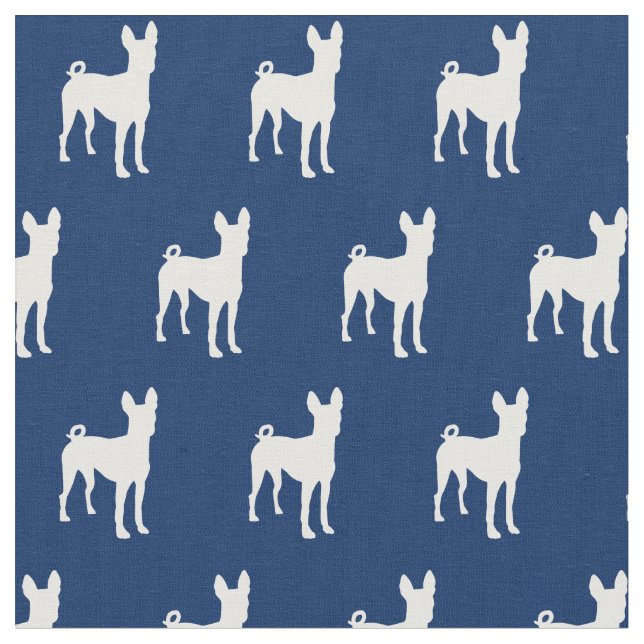 Basenji Silhouette Pet Navy Blue Stoff (Nahaufnahme)