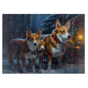 Basenji Snowy Sleigh Weihnachtsdekor Schneidebrett