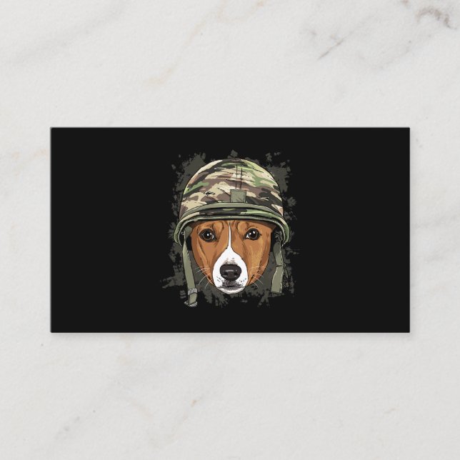 Basenji Soldier Veteran DogArmy Dog Lover 617 Visitenkarte (Vorderseite)