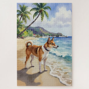 Basenji-Strand-Neugier-Szene