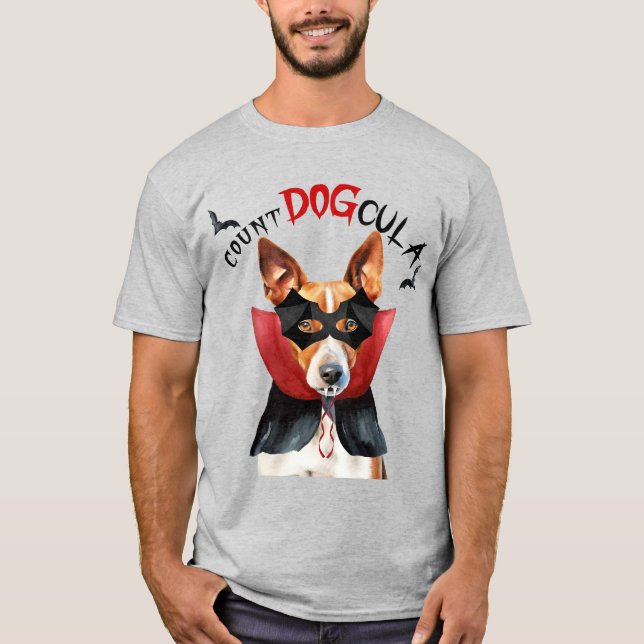 Basenji Vampire Dog Funny Halloween T-Shirt (Vorderseite)