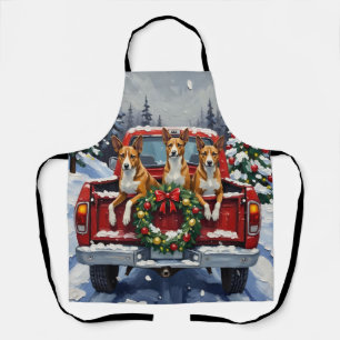 Basenji Weihnachten Rotes Lastwagen Urlaub Schürze