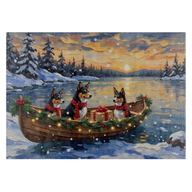 Basenji-Weihnachtsboot-Feiertag Schneidebrett (Vorderseite)