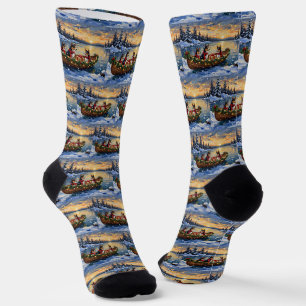 Basenji-Weihnachtsboot-Feiertag Socken