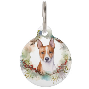 Basenji-Weihnachtskranz Festiver Hund Haustiermarke