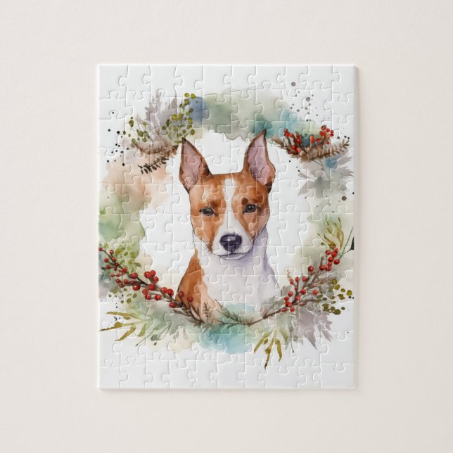Basenji Weihnachtskraut Festliche Jungfrau (Vertikal)
