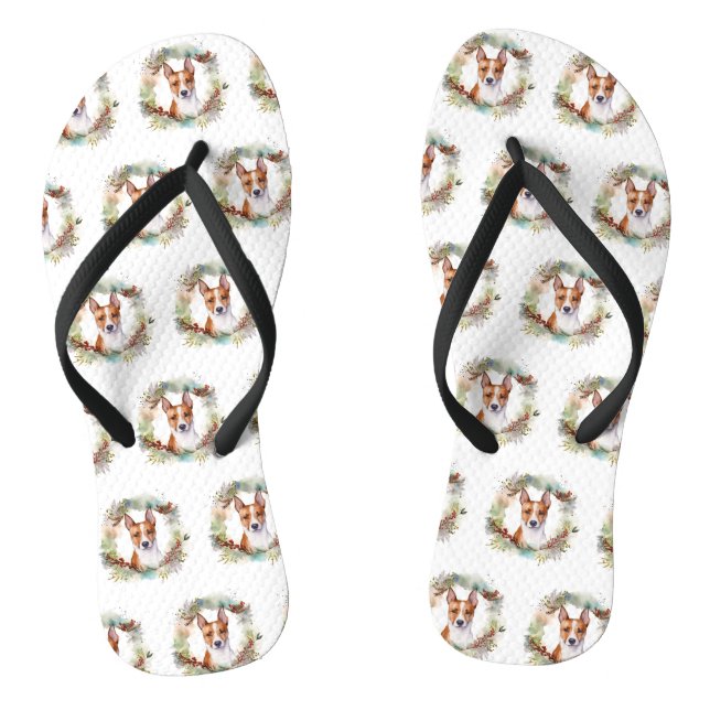 Basenji Weihnachtskraut Festliche Jungfrau Flip Flops (Fußbett)