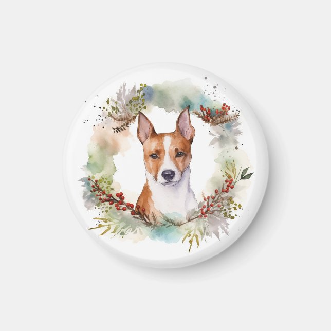 Basenji Weihnachtskraut Festliche Jungfrau Magnet (Vorne)