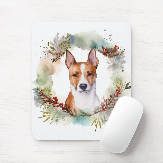 Basenji Weihnachtskraut Festliche Jungfrau Mousepad (Mit Mouse)